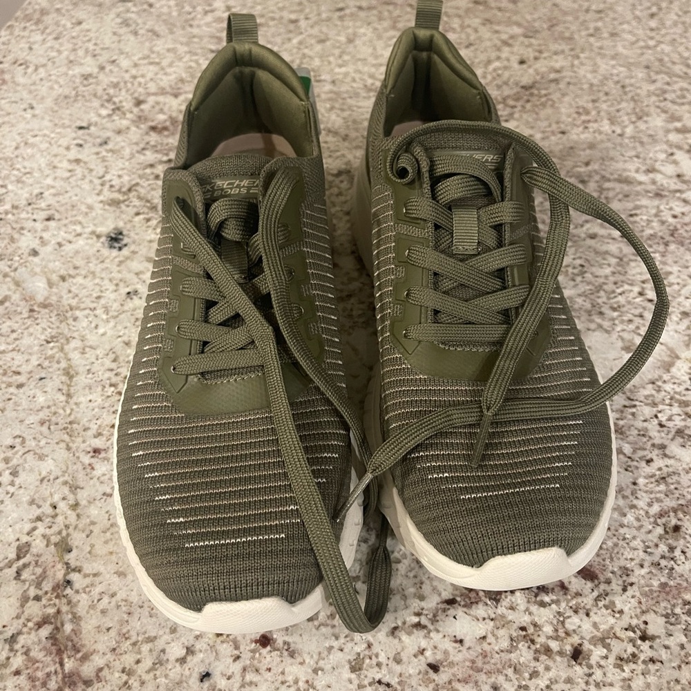Skechers Khaki and White Athletic Shoes